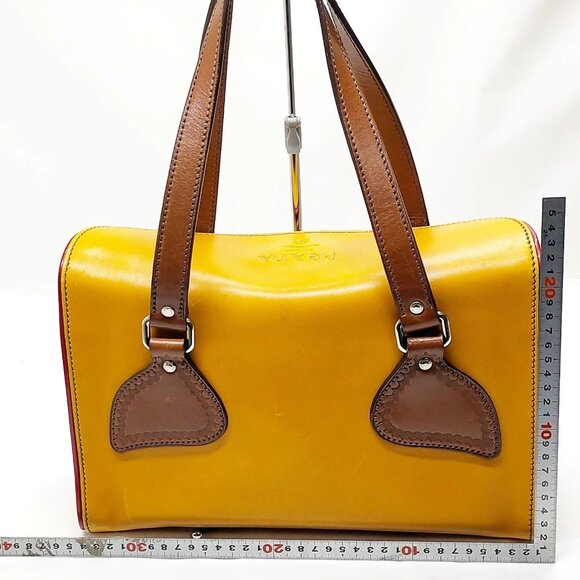 Authentic Prada Brown Leather Hand Bag mn420-121425 - Picture 2 of 16